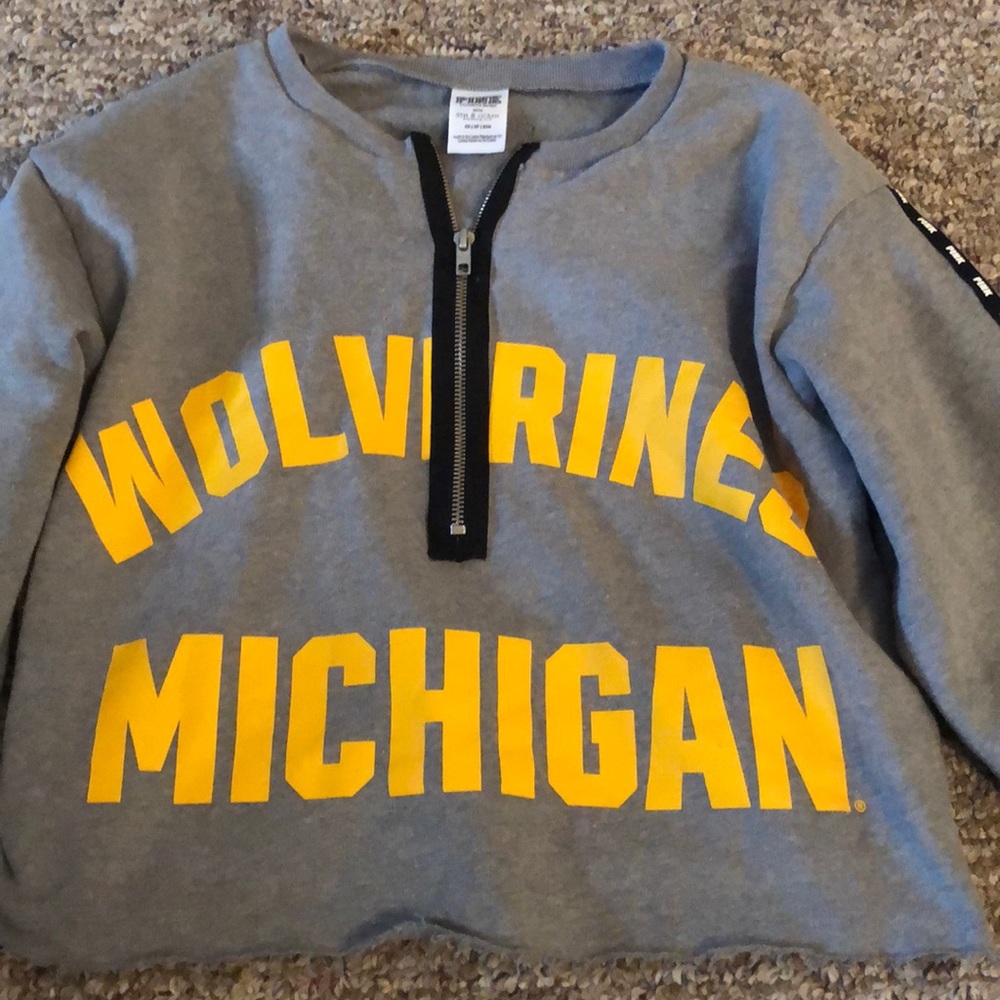 Pink , Michigan wolverines crop sweater